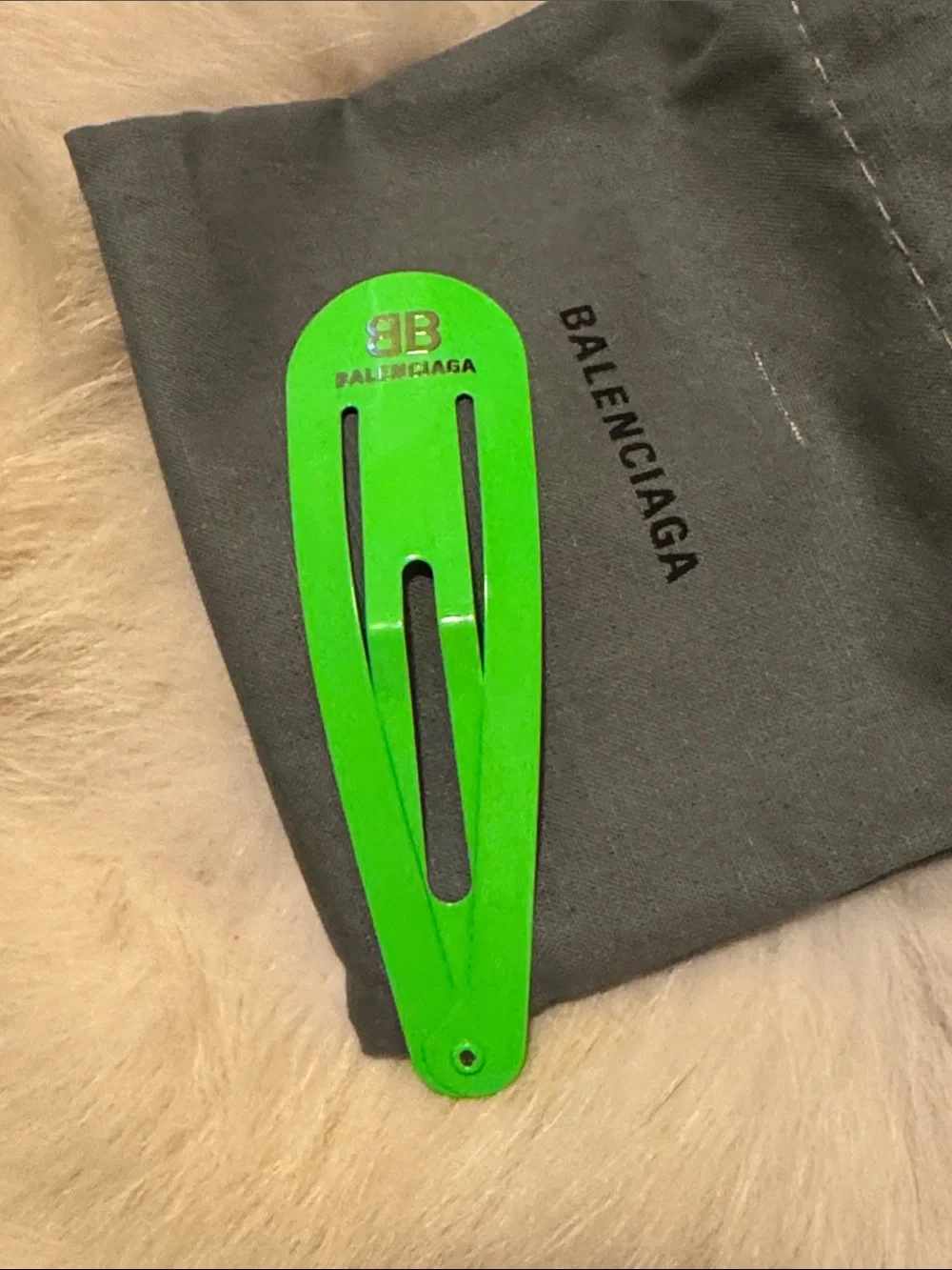 NEW Balenciaga Holli XXL Neon Green Snap Hair Clip